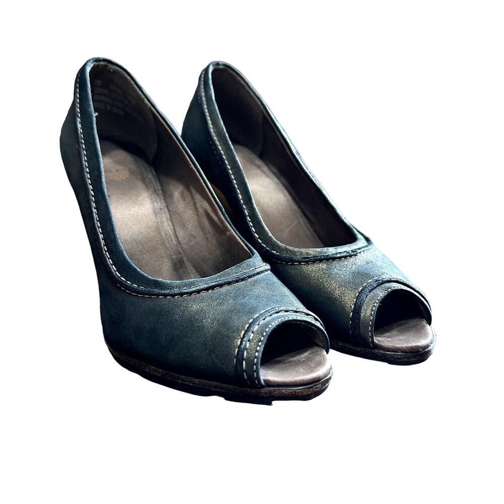 Gorgeous Timberland Leather Wedge Green Heels Women's 7M